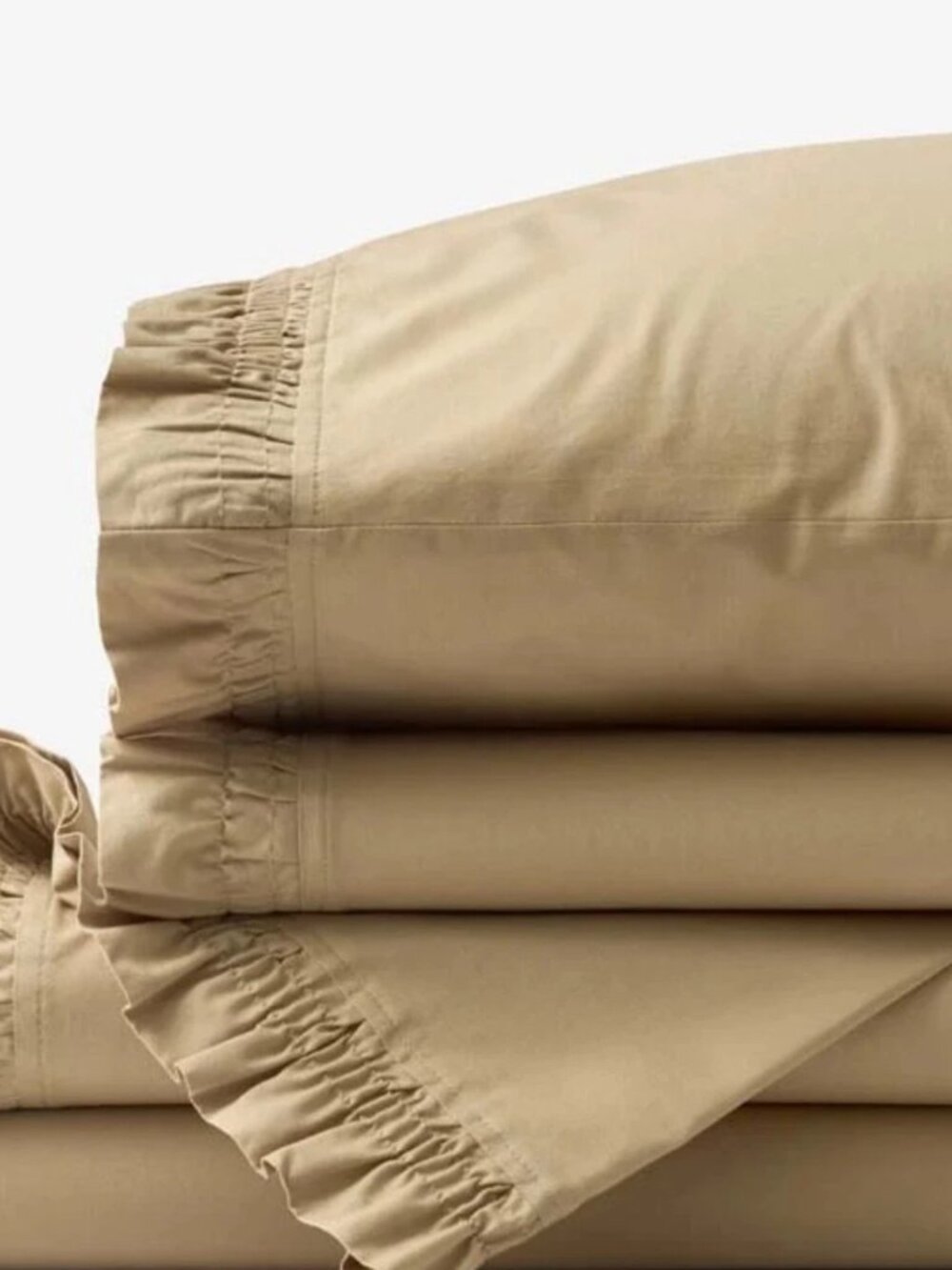 The Company Store Solid Ruffle Garment Washed Cotton Percale BedSheet Set TwinXL